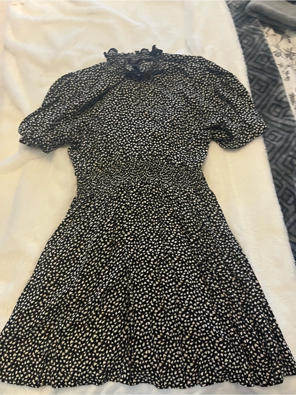 Forever 21 Black Dress with White Micro Heart Print